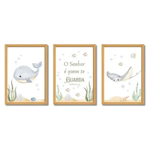 Quadro para Quarto Infantil | Fundo do Mar Versículo Bíblico