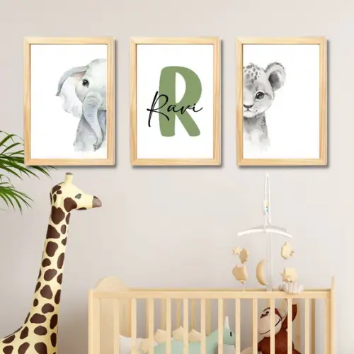 Quadro para Quarto Infantil Safari Personalizado 33x43 cm