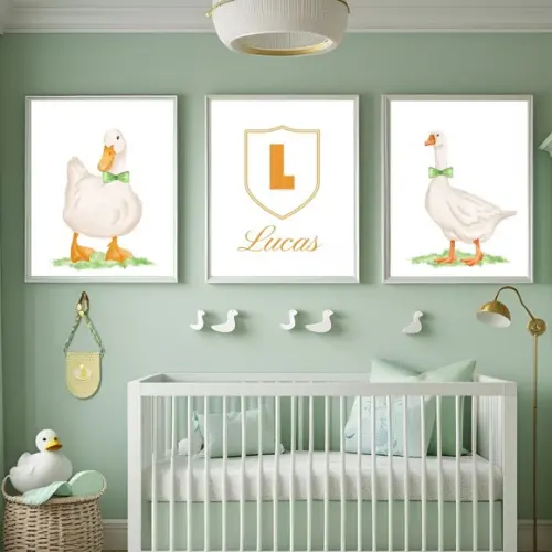 Quadro Patinho Infantil Personalizado Moldura Madeira Vidro