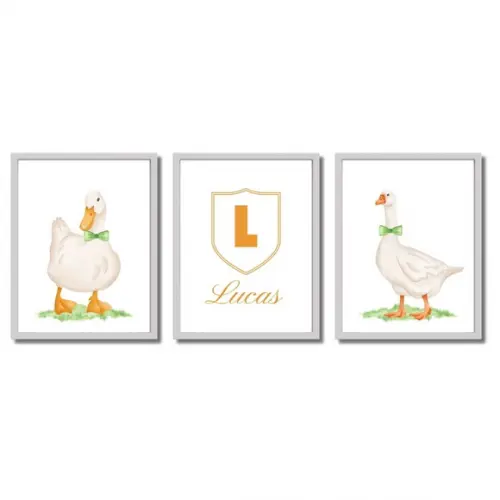 Quadro Patinho Infantil Personalizado Moldura Madeira Vidro