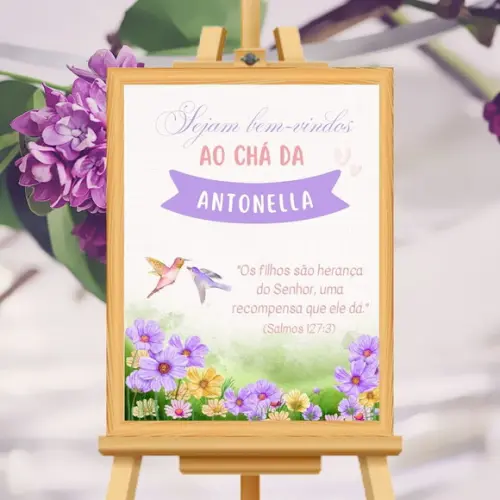 Quadro Personalizado Bem-vindos Chá de Bebê Feminino