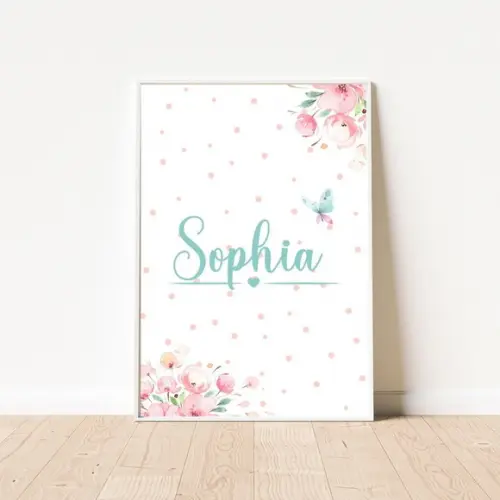Quadro Personalizado com Nome da Criança Moldura Branca33x43