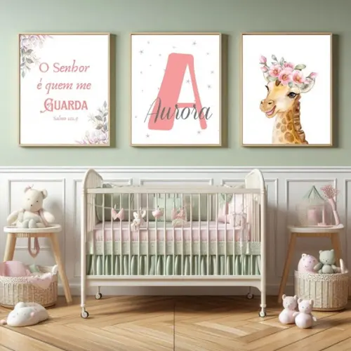 Quadro Personalizado Quarto de Menina Bíblico Moldura/vidro