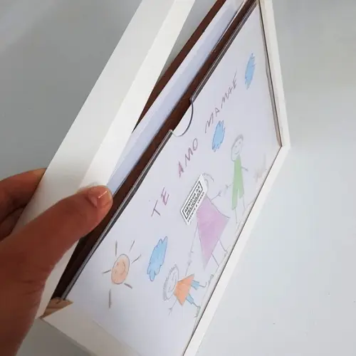 Quadro Porta Desenho Infantil A4 | Madeira Proteção Acrílica