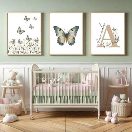 Quadro Quarto Bebê Menina Estilo Delicado | Moldura e Vidro