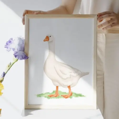 Quadro Quarto Bebê Patinho Personalizado Moldura com Vidro