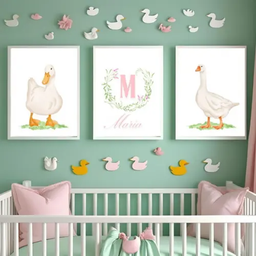 Quadro Quarto Bebê Patinho Personalizado Moldura com Vidro