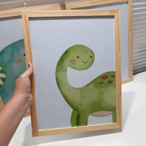 Quadro Quarto de Bebe Personalizado com Nome da Criança Dino