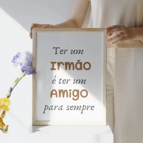 Quadro Quarto Irmãos Safari com Frase Moldura com Vidro