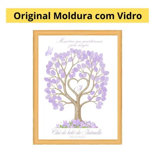 Quadro Recepção Chá de Bebê Árvore de Digitais + Carimbeira