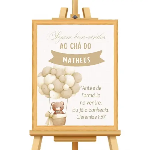Quadro Recepçao Cha de Bebe Moldura e Vidro