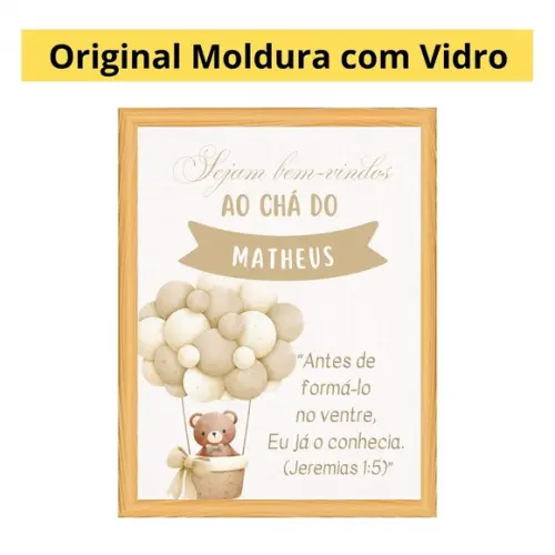 Quadro Recepçao Cha de Bebe Moldura e Vidro