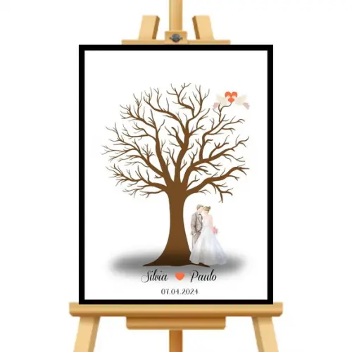 Quadro Recepção de Casamento Árvore para Assinatura 33x43cm