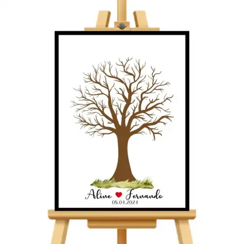 Quadro Recepção de Casamento Árvore de Digitais + Carimebira