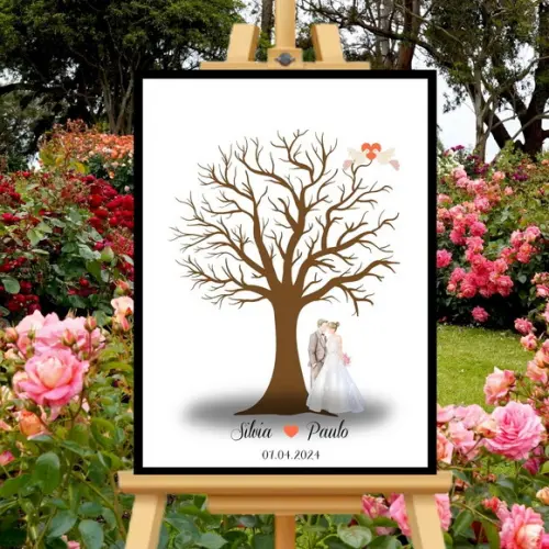 Quadro Recepção de Casamento Árvore para Assinatura 33x43cm