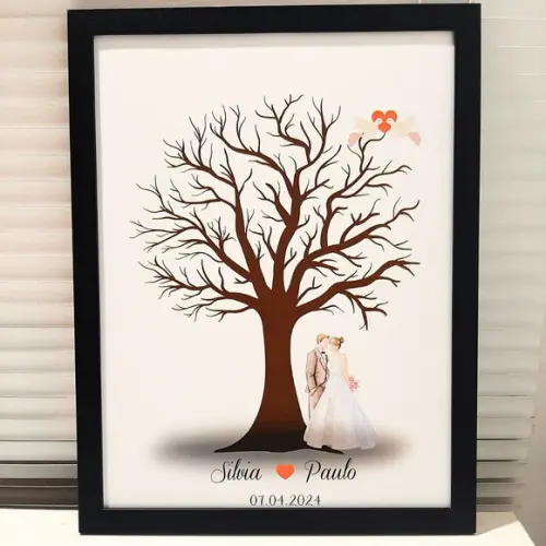 Quadro Recepção de Casamento Árvore para Assinatura 33x43cm
