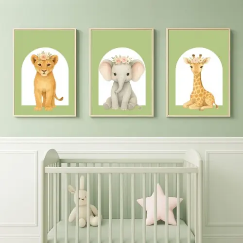 Quadro Safari Menina Quarto Infantil Feminino com Vidro