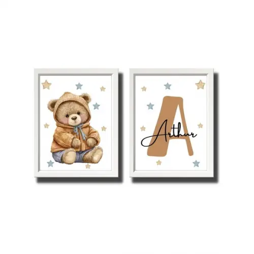 Quadro Tema Urso - Decoração Quarto Menino ou Menina