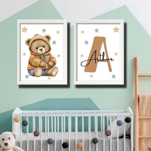 Quadro Tema Urso - Decoração Quarto Menino ou Menina