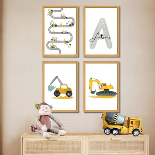 Quadro Trator Amarelo Personalizo| Decoração Infantil Menino