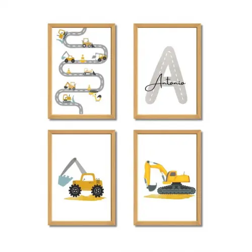 Quadro Trator Amarelo Personalizo| Decoração Infantil Menino