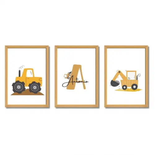 Quadro Trator com Nome | Decoração para Bebê Menino