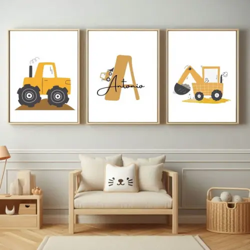 Quadro Trator com Nome | Decoração para Bebê Menino