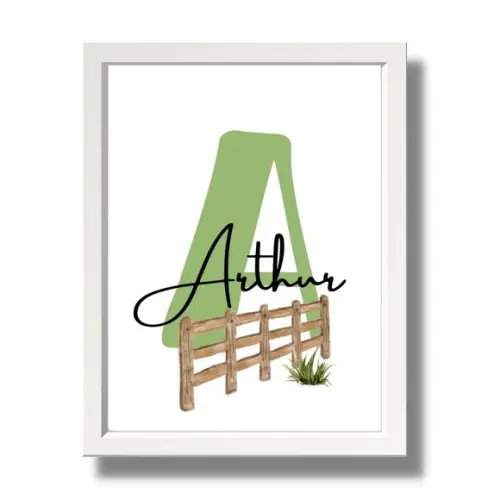 Quadros Animais da Fazenda Personalizado com Nome 23x33 cm