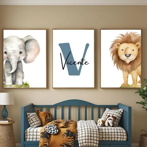 Quadros Animais da Savana Safari - Personalizado com Vidro