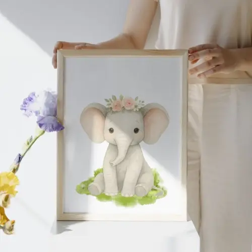 Quadros Animais Flor Quarto de Menina Moldura com Vidro