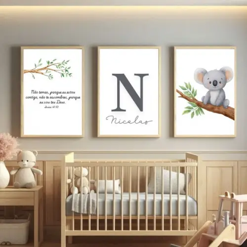 Quadros Bíblicos Cristão Infantil Versículos Nome com Vidro