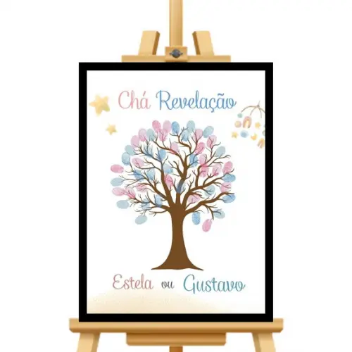 Quadros de Apostas Chá Revelação Decorativo + 2 Carimbeiras