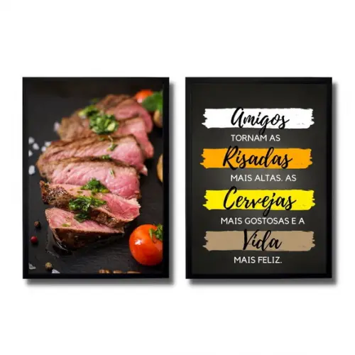 Quadros Decorativos Area de Lazer Gourmet 30x40 com Vidro