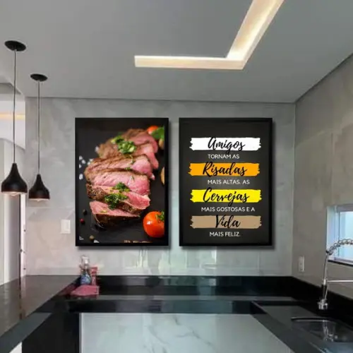 Quadros Decorativos Area de Lazer Gourmet 30x40 com Vidro