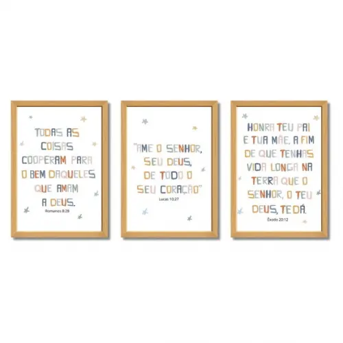 Quadros Decorativos Cristão Quarto de Criança Moldura/ Vidro