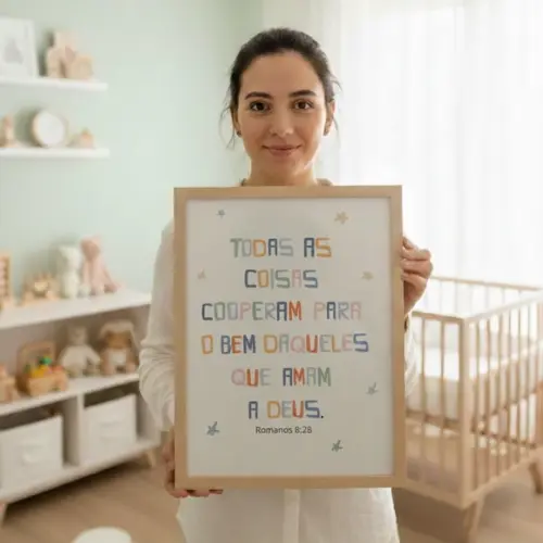 Quadros Decorativos Cristão Quarto de Criança Moldura/ Vidro