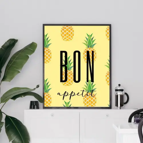 Quadros Decorativos para Cozinha com Frase e Frutas 33x43cm