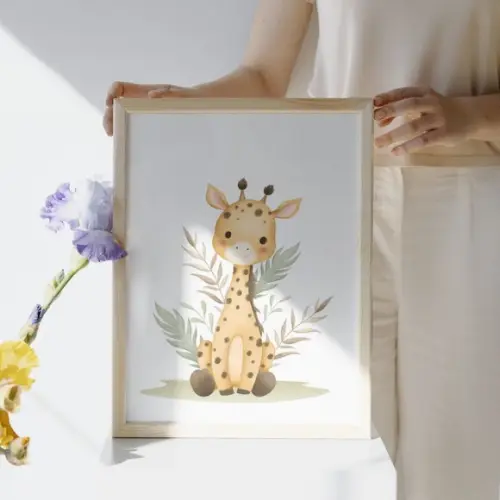Quadros Decorativos para Quarto de Bebê Safari com Vidro