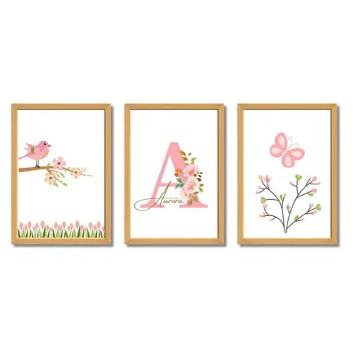 Quadros Decorativos Quarto de Menina Personalizado Borboleta
