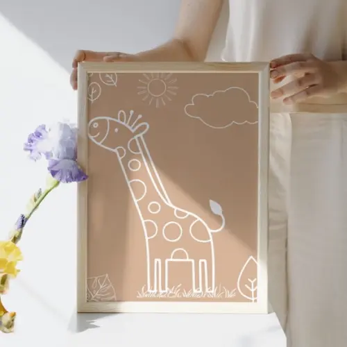 Quadros Decorativos Tema Safari Menina Moldura/vidro 33x43