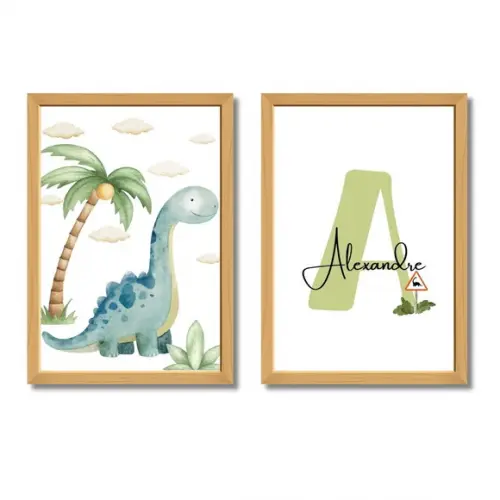 Quadros Dinossauro Quarto de Menino Infantil Personalizado