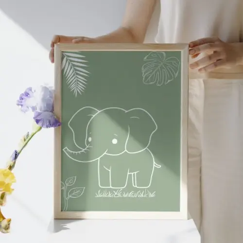 Quadros Decorativos Tema Safari Menina Moldura/vidro 33x43