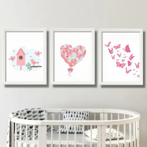 Quadros Infantil Decorativo Quarto de Menina 33x43 C/vidro