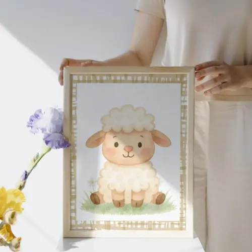 Quadros Infantil Fazendinha Aquarela Bichinhos com Vidro
