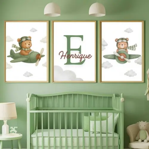 Quadros Infantil Masculino com Moldura e Vidro