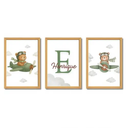 Quadros Infantil Masculino com Moldura e Vidro