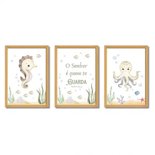 Quadros Infantis Decorativos | Fundo do Mar Frase Bíblica