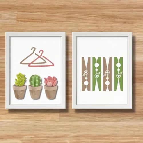 quadros lavanderia cactos decoração moldura e vidro 30x40cm