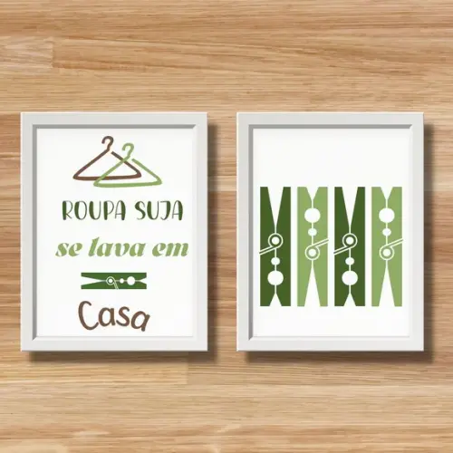 quadros lavanderia decoração moldura e vidro divertido 30x40