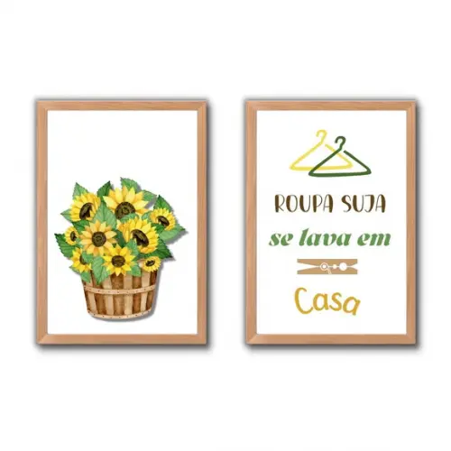 Quadros Lavanderia Decoração Moldura e Vidro Frase Divertida